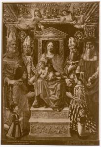 Dipinto - Pala Sforzesca - Madonna con bambino e santi, Ludovico il Moro e sua moglie Beatrice d'Este - Maestro della Pala Sforzesca - Milano - Brera