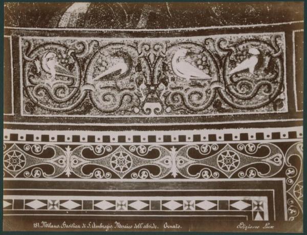 Decorazione musiva - Motivo ornamentale a mosaico e stucco - Milano - Basilica di Sant'Ambrogio - Catino absidale