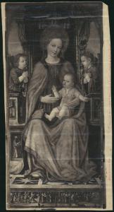 Dipinto - Madonna con Bambino in trono e due angeli oranti - Ambrogio da Fossano detto il Bergognone - già Berlino - Kaiser Friedrich Museum