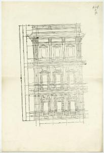 Disegno - Palazzo Marino a Milano - Particolare della facciata verso piazza della Scala