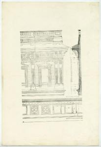 Disegno - Palazzo Marino a Milano - Particolare della facciata verso piazza della Scala