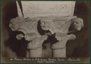 Scultura - Capitello - Decorazioni fitomorfe e antropomorfe - Milano - Basilica di Sant'Ambrogio - Cripta