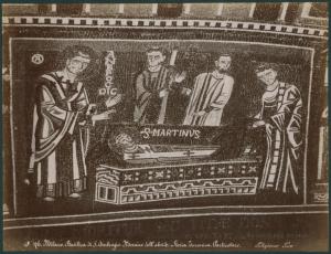 Decorazione musiva - Sant'Ambrogio presente alle esequie di S. Martino, vescovo di Tours - Particolare - Milano - Basilica di Sant'Ambrogio - Catino absidale