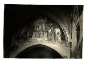 Viboldone - Abbazia - Tiburio, La Vergine in trono e Santi, affresco