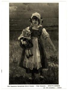 Venezia - XVII Esposizione Internazionale d'Arte - A. Milesi, Ritratto bambina, dipinto