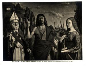 Venezia - Galleria di Sir H - Layard - Bartolomeo Montagna, S. Giovanni e due Santi, dipinto su tela