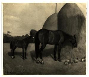 Giovanni Malesci, cavalli, dipinto su tela