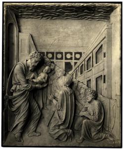 Pavia - Certosa - Bassorilievo marmoreo raffigurante la presentazione al tempio
