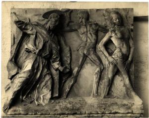 Pavia - Certosa - (?) Bassorilievo marmoreo raffigurante la cacciata dal Paradiso di Adamo ed Eva