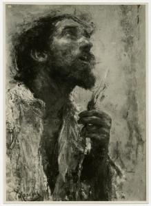 Proprietà Rossello - Antonio Mancini, figura maschile, olio su tela