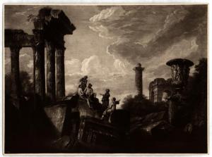 Milano (?) - Robert Hubert, paesaggio con rovine romane, olio su tela (1771)