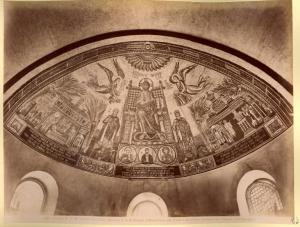 Decorazione musiva - Il Redentore in trono benedicente fra i Ss. Gervasio e Protasio - Milano - Basilica di Sant'Ambrogio - Abside