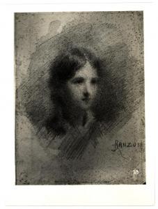 Raccolta privata - Daniele Ranzoni, volto femminile, matita su carta