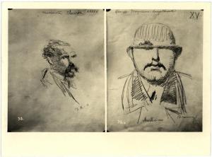 Raccolta privata - Daniele Ranzoni, ritratti del musicista Chuzzer (?) e del luogotenente Giuseppe Margozzini, disegni a matita su carta