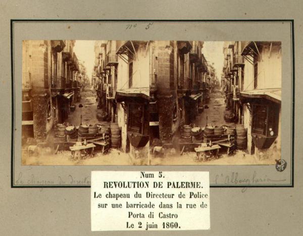 Spedizione di Mille - Rivoluzione di Palermo - Via Porta di Castro - Barricate