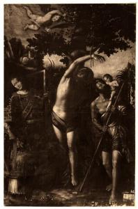 Bergamo - Istituto privato - Fabio Ronzelli, San Sebastiano e altri due Santi, olio su tela