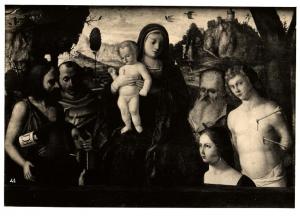 Bergamo - Accademia Carrara - Giovanni Bellini, Madonna con Bambino, Santi e committenti, olio su tavola