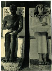 Cairo - Museo Egizio - Rahotep e la Regina Nefer, sculture in terracotta dipinta (IV Dinastia)