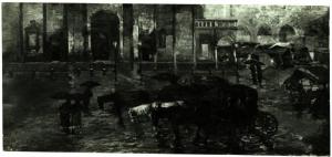 Milano - Raccolta Chierichetti - Gaetano Previati, giornata di pioggia, olio su tela