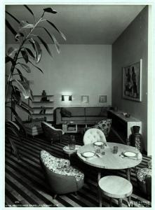 Milano - VI Triennale d'Arte - Arch. Gio Ponti, sala con angolo pranzo, proposta di arredo per un piccolo appartamento di due ambienti