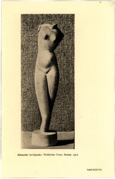 Alexander Archipenko, torso di donna, scultura in bronzo (1916).