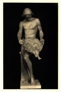 Varese (?) - Proprietà privata (Edoardo Chiesa ?). Achille Alberti, Pescatore, scultura in marmo (1920).