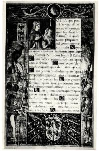 Milano - Castello Sforzesco. Biblioteca Trivulziana, Grammatica di Donato, pagina miniata (XV sec.).