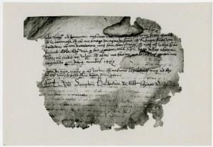 Modena - Archivio di Stato. Frammento di lettera di Baldassarre d'Este, inchiostro su carta (datata dicembre 1493).