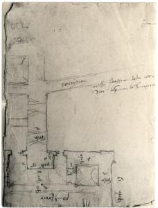 Milano - Castello Sforzesco. Civici Musei, Basilio della Scala (?), bastione, disegno a matita su carta.