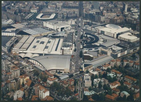 Milano. Fiera di Milano. Veduta panoramica del quartiere fieristico. Veduta aerea.