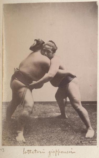 Giappone - Scena di genere giapponese - Lottatori di sumo - Sumotori - Rikishi - "Fuzoku"