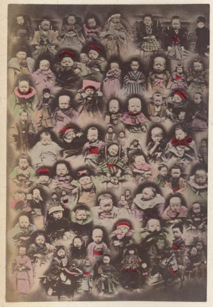 Ritratto di gruppo - Assemblaggio di ritratti - Bambini giapponesi - "Fuzoku"