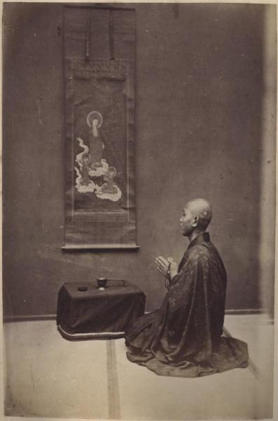 Giappone - Scena di genere giapponese - Ritratto di monaco in preghiera - "Fuzoku"