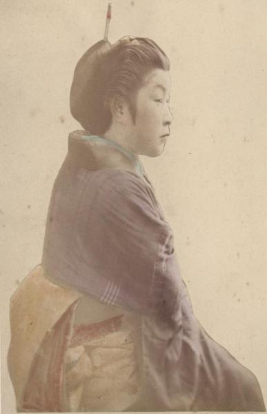 Ritratto femminile - Donna giapponese - Modello per acconciatura e Kimono - Kuroto - "Bijin"