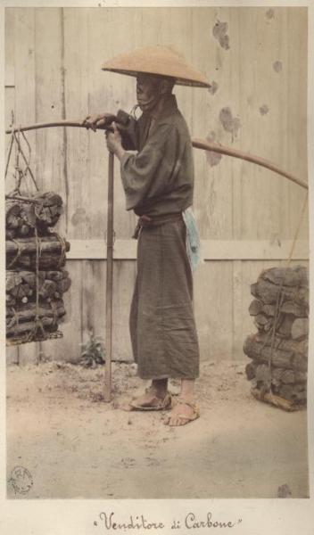 Ritratto maschile - Scena di genere giapponese - Venditore ambulante di carbone - "Shokunin zukushi" - "Fuzoku"