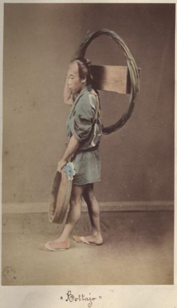 Ritratto maschile - Artigiano giapponese - Assembratore di botti e cesti - Kogyo - "Shokunin zukushi" - "Fuzoku"