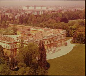 Monza. Villa Reale. Facciata verso il parco. Veduta aerea.
