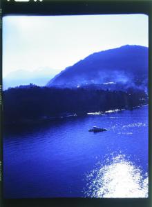 Lago di Como. Battello. Veduta aerea.