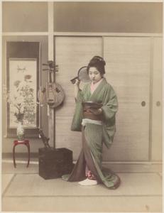 Ritratto femminile - Donna giapponese che si specchia - Awase kagami - "Bijin"