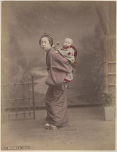 Ritratto di famiglia - Donna giapponese e bambina in kimono - "Nichijou seikatsu" - "Bijin"