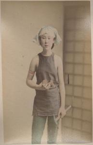 Ritratto femminile - Donna giapponese in abiti da manovale o carpentiere - Daiku - "Shokunin zukushi"
