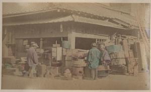 Giappone - Scena di genere giapponese - Negozio di cesti e scatole - "Shokunin zukushi"
