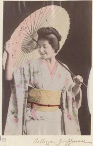 Ritratto femminile - Donna giapponese in kimono - Wagasa - "Bijin"