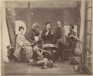Giappone - Scena di genere giapponese - Giapponesi in interno tradizionale - "Nichijou seikatsu"