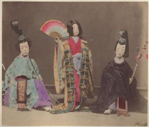 Ritratto di gruppo - Attori giapponesi in maschera - "Fuzoku"