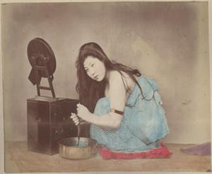 Ritratto femminile - Donna giapponese che si lava i capelli - "Bijin"