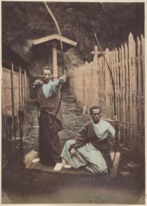 Ritratto maschile di gruppo - Scena di genere giapponese - Arcieri giapponesi - "Fuzoku"