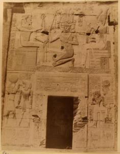 Bassorilievo - Ammone, Sethi I, Osiride e Ra- Egitto - Abydos - Tempio di Sethi I