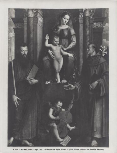 Dipinto - Madonna con Bambino in trono tra i Ss. Paolo e Antonio da Padova - Luca Longhi - Milano - Pinacoteca di Brera
