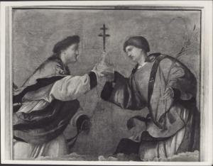 Dipinto - Esaltazione della reliquia della S. Croce con S. Faustino e S. Giovita (particolare) - Moretto - Brescia - Pinacoteca Tosio Martinengo